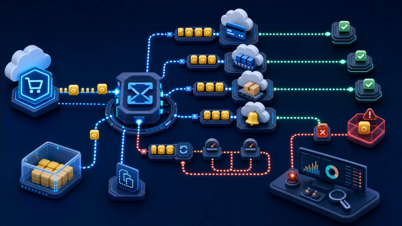 Business events moving through reliable cloud messaging