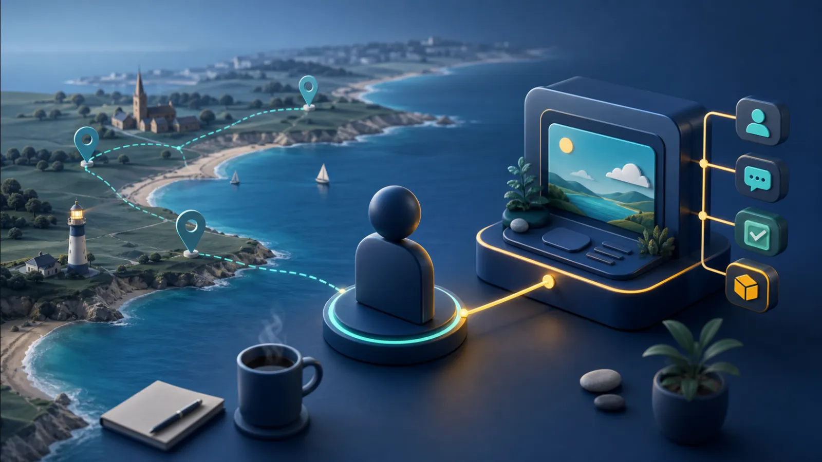 Independent developer connected to a bounded project across the Dorset coast
