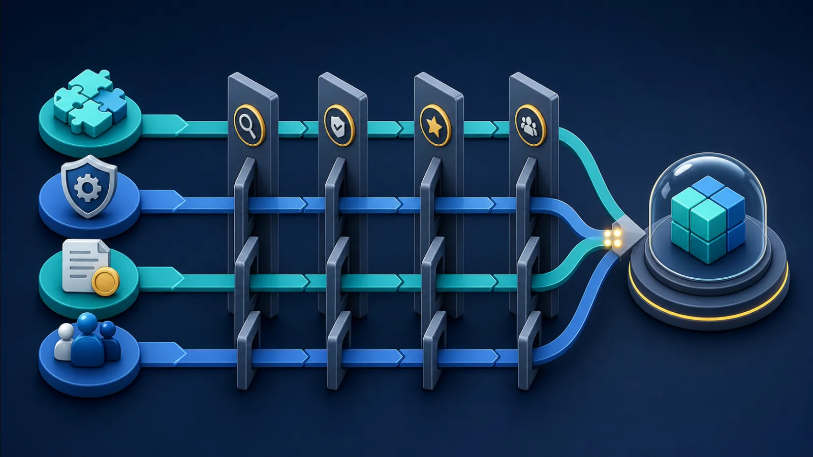 Delivery fit, technical depth, commercial clarity and ownership passing through selection gates
